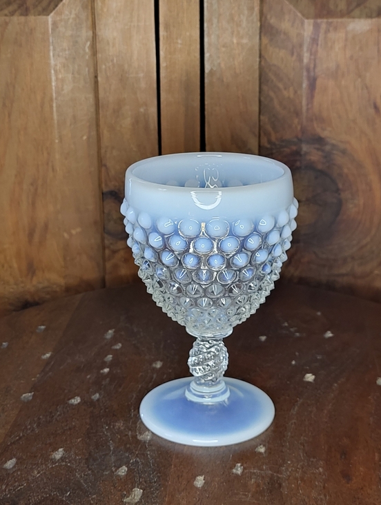 Other - Opalescent Hobnail Goblet - Blue White Opal Glass